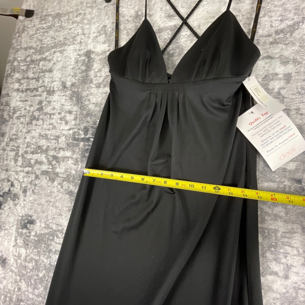 Julie Brown Designs Women M Maxi Dress Solid Black Elegant Cross Back Cocktail - Picture 4 of 13